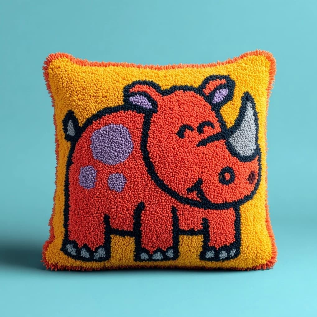 AxiangziK Latch Hook Kits for Adults,Cartoon Rhinoceros