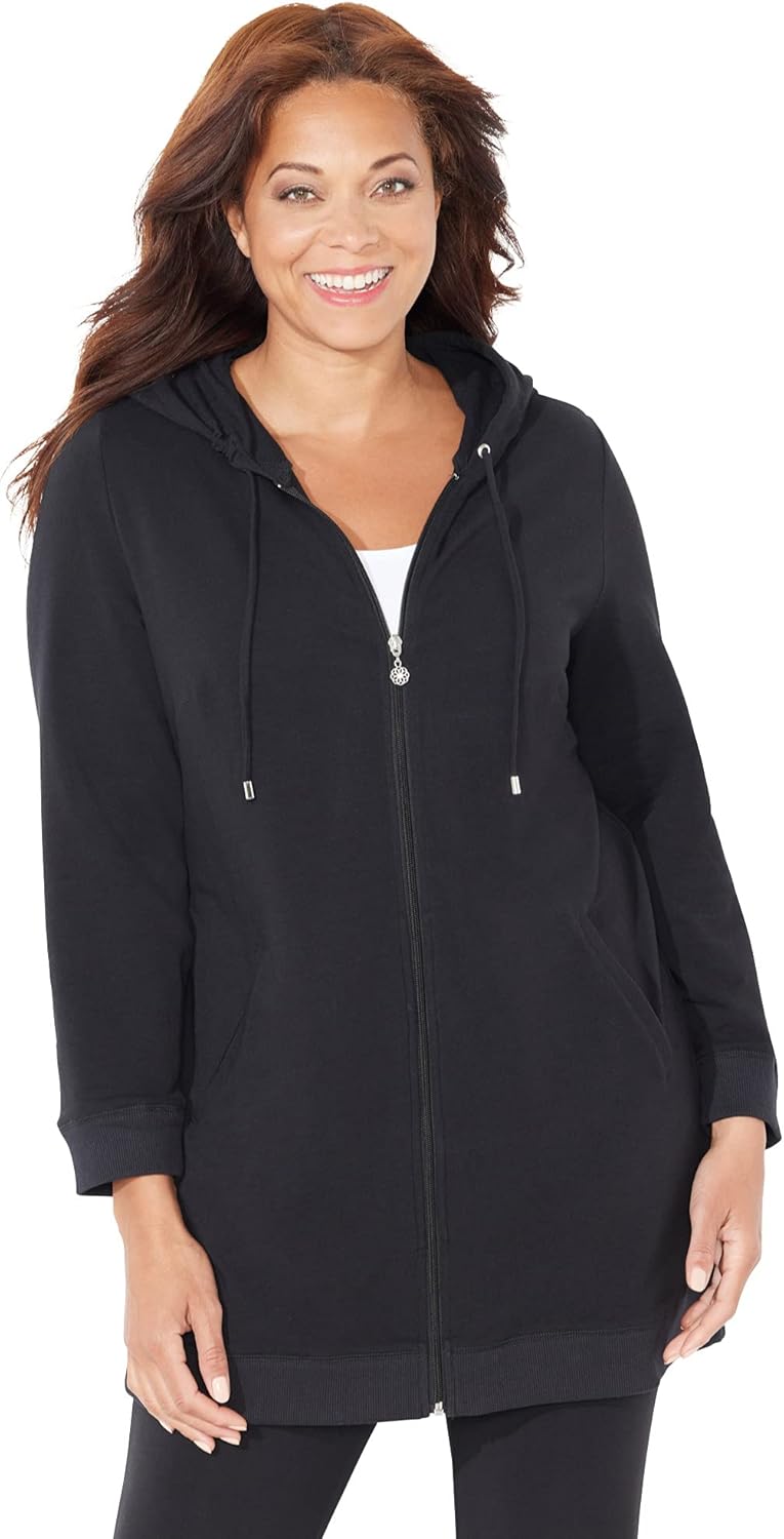 Catherines Women's Plus Size Cloud Knit French Terry Zip-Front Hoodie