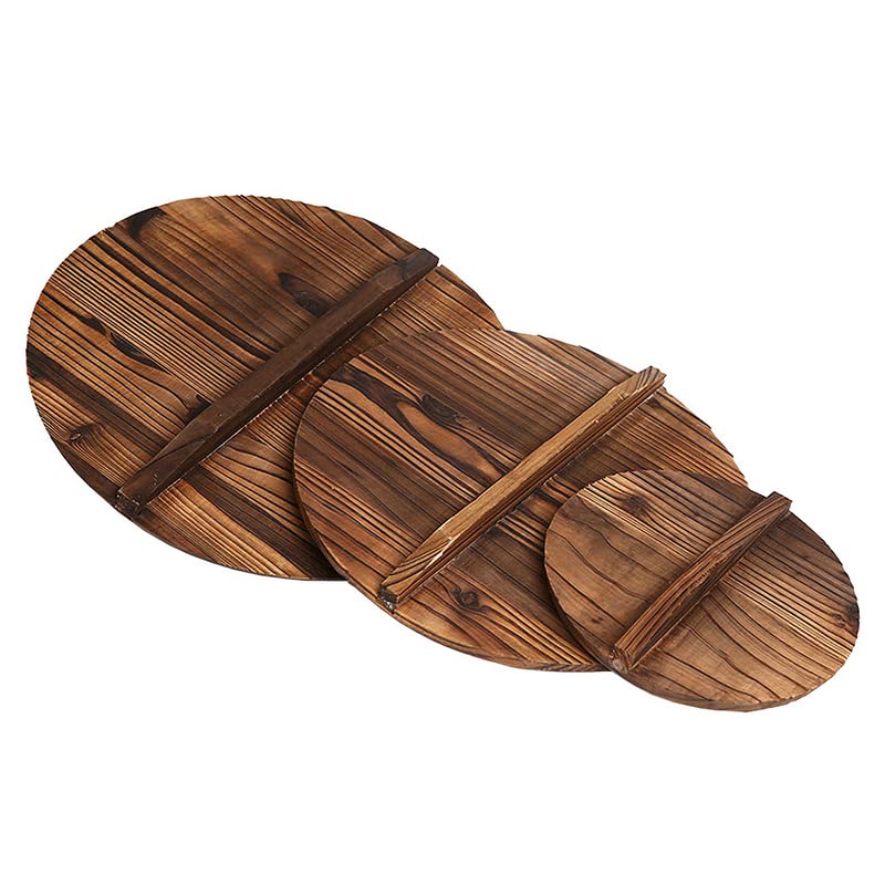 Wooden Pot Cover Pan Lid With Large Handle Anti-Hot Anti-Spillover Hypotenuse Cover Wok Wooden Pan Lid Cookware Parts (Diameter: 34CM)