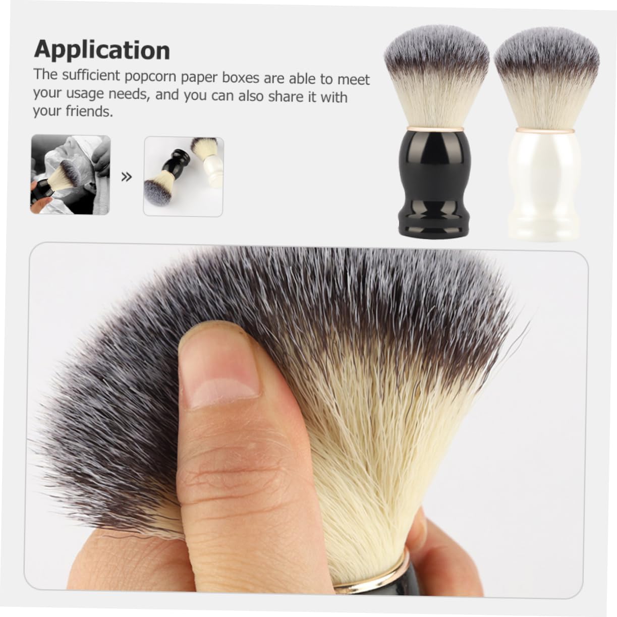 Beatifufu 2sets Beard Shaving Brush Men's Barber Tool Wooden Handle Cleaning Tool Shaving Supplies 2pcs*2