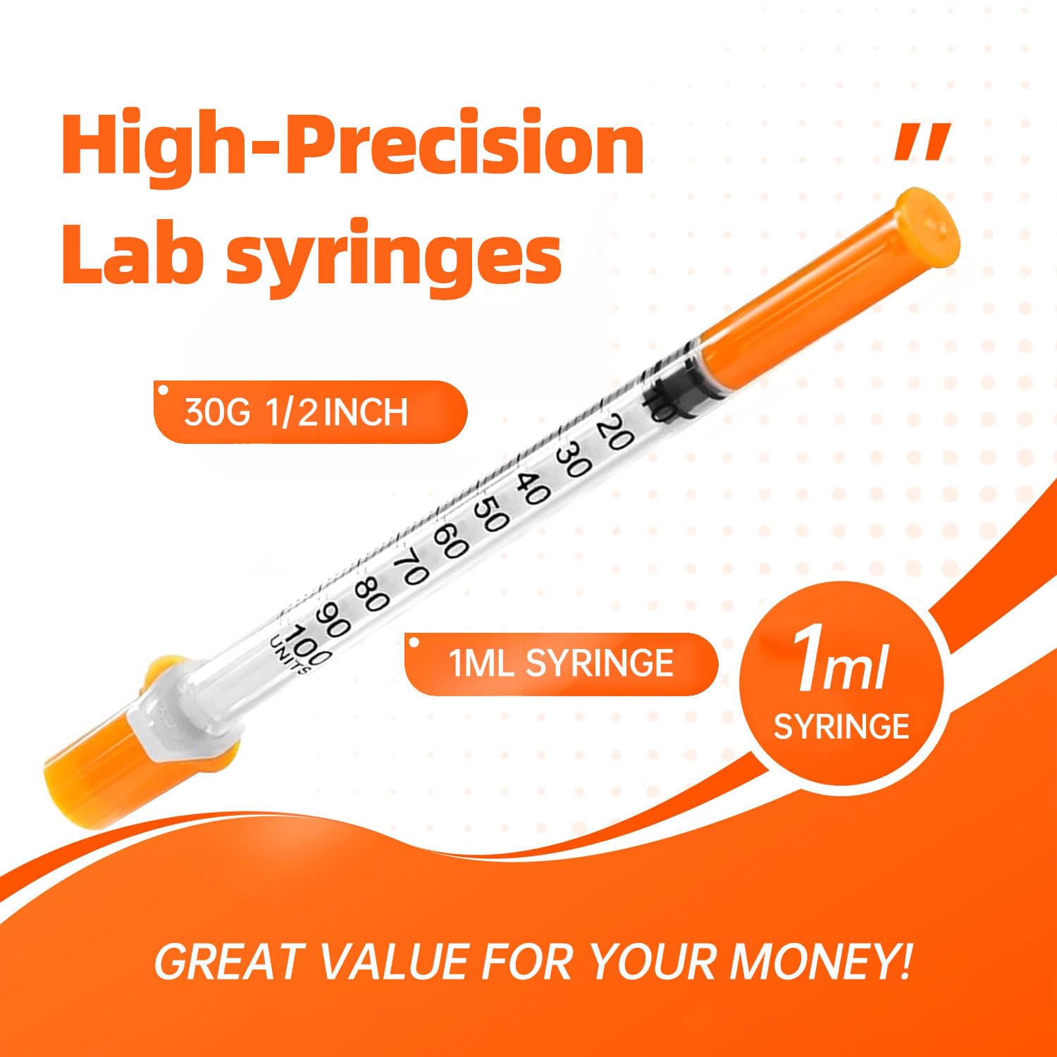 1ml Syringe with 30G 1/2-Inch(12.7mm), Individually Wrapped, 100-Pack Scientific Lab Syrings — Amazon image 2