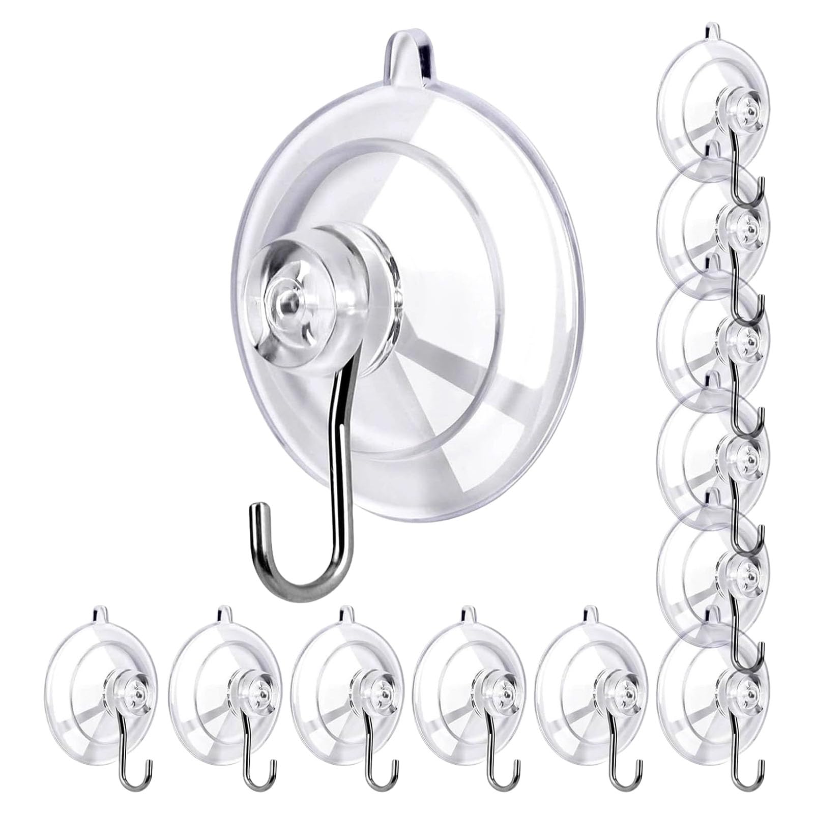 NVOQILIN 12 Pieces Invisible Suction Hooks Practical 10lb Capacity Detachable Design Perfect for Kitchen Bathroom Metal Glass Suction Cup Hooks
