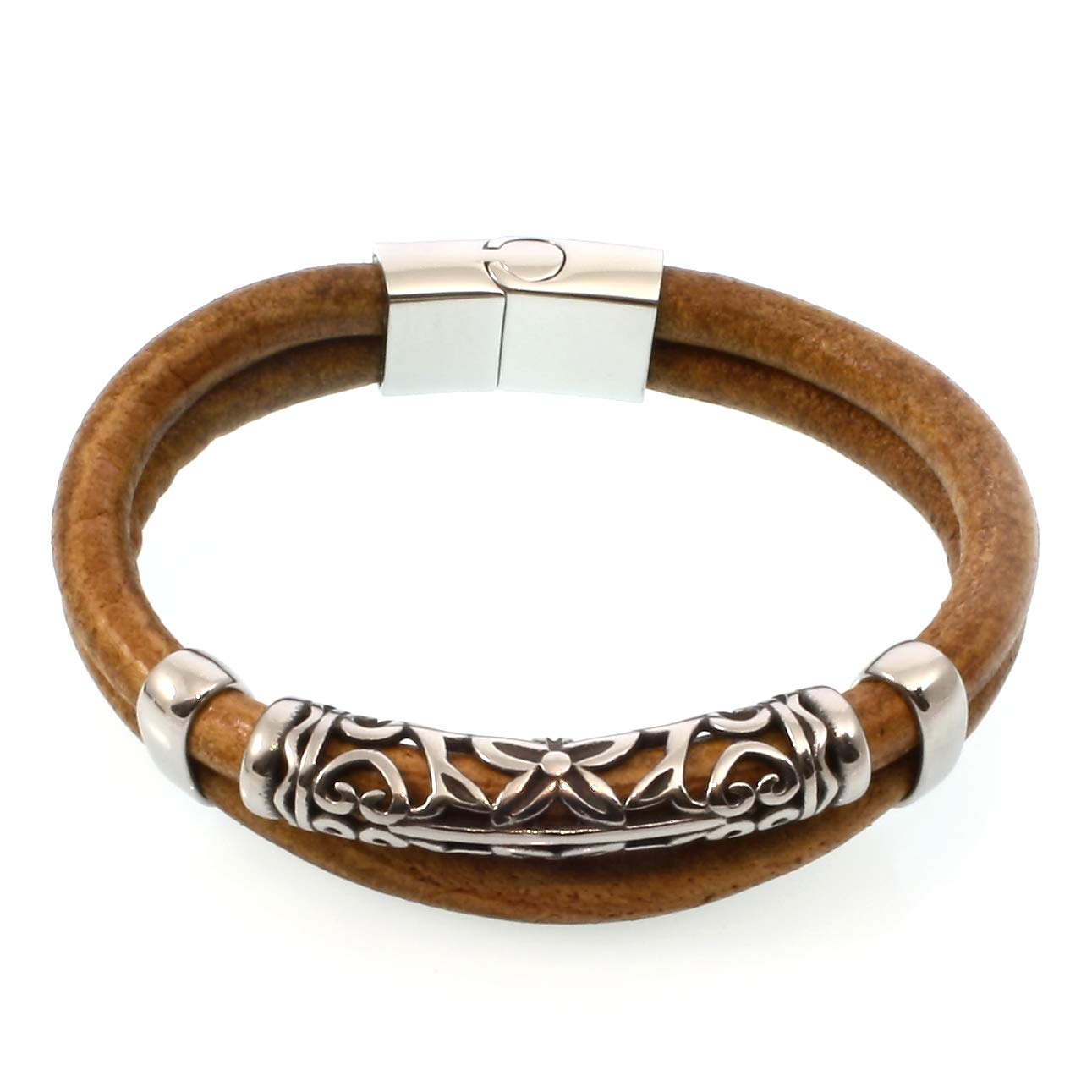 Echt Leder-Armband XO R Cognac Männer Herren