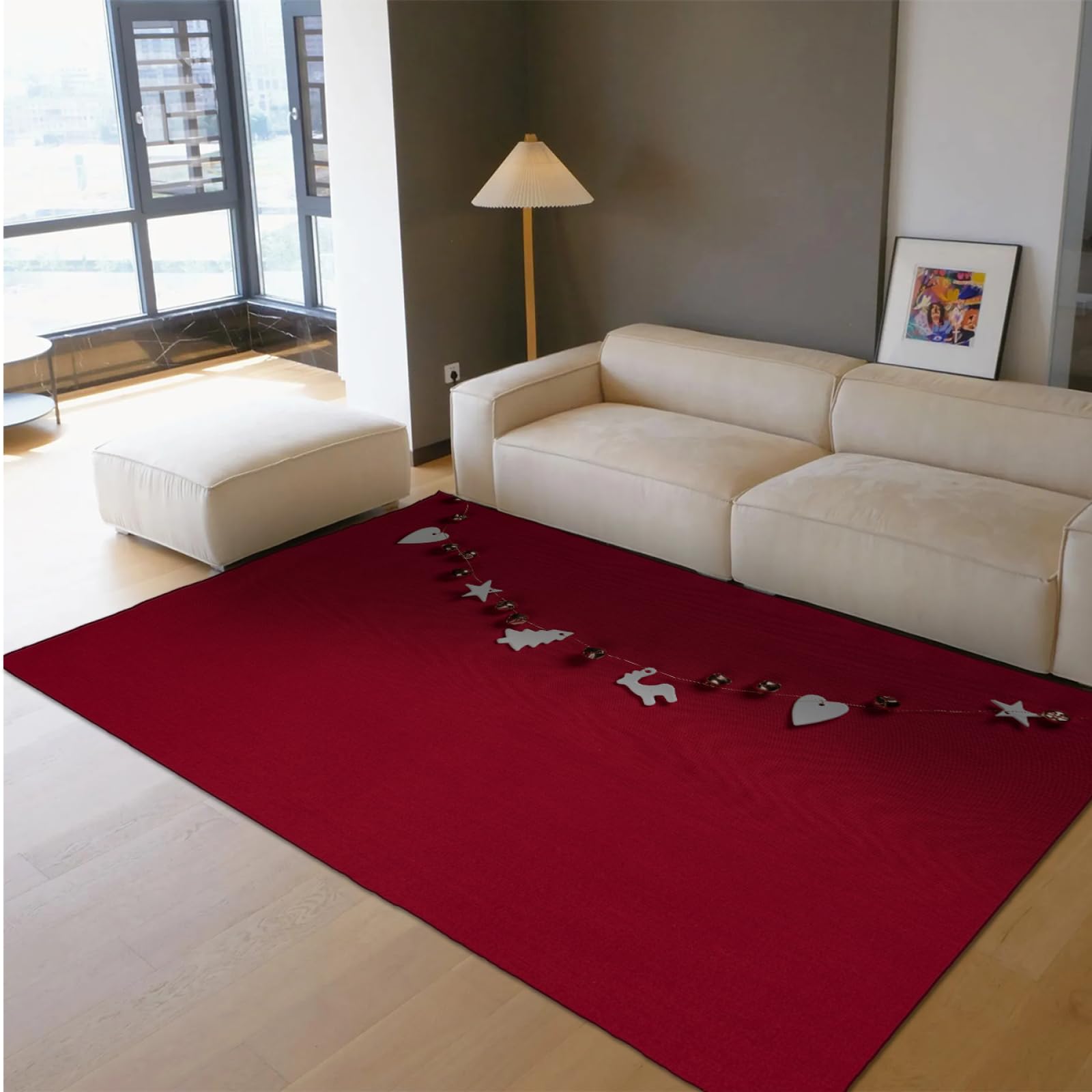 Alfombras de área navideña para Pasillo Alfombra de Cocina Antideslizante Alfombras de Piso Suave de Navidad roja para Entrada Dormitorio Chimenea Decoración de casa de Campo 180x300cm