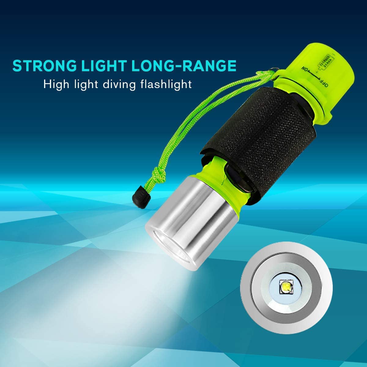 Lampe de Plongée Etanche, 1100 Lumens Lampe de poche, Torche de Plongée Professionnelle, étanche IPX8, Blanc Chaud Plongée Torche