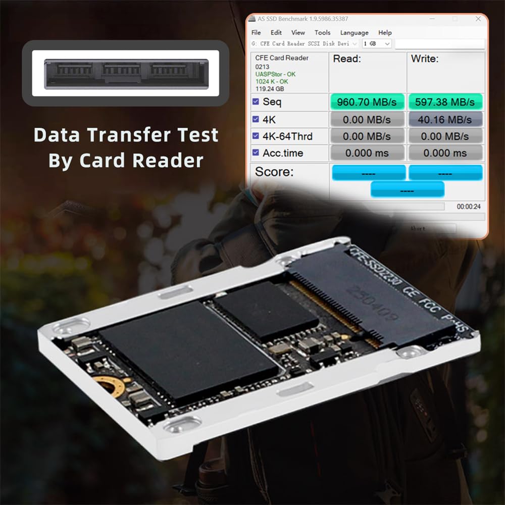 Xiwai Lecteur de Carte mémoire CFexpress Type-B vers NVME 2230, boîtier CFE CFB NGFF, Adaptateur M-Key, Coque en Alliage pour Appareil Photo 8K RAW, Extension PCIe