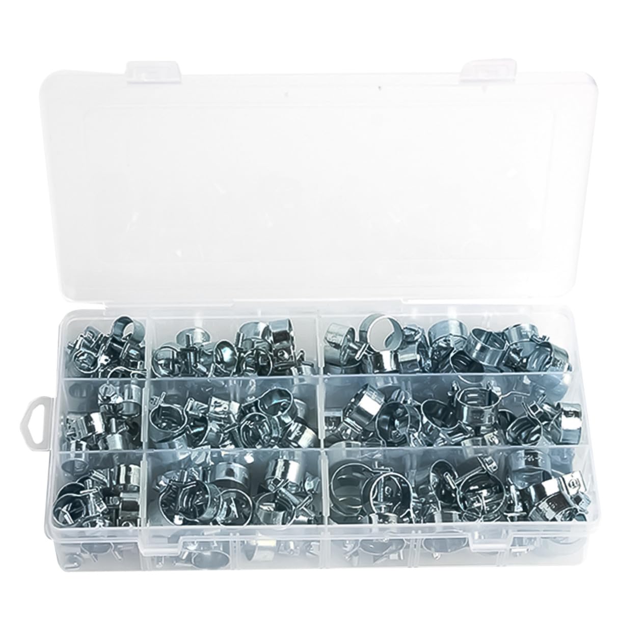 Ipetboom 135 pièces Assortiment Colliers Serrage Métalliques Miniatures avec Finition Zinc Kit Accessoires Plomberie Résistant et Polyvalent pour Tuyaux Eau Air Carburant Différentes