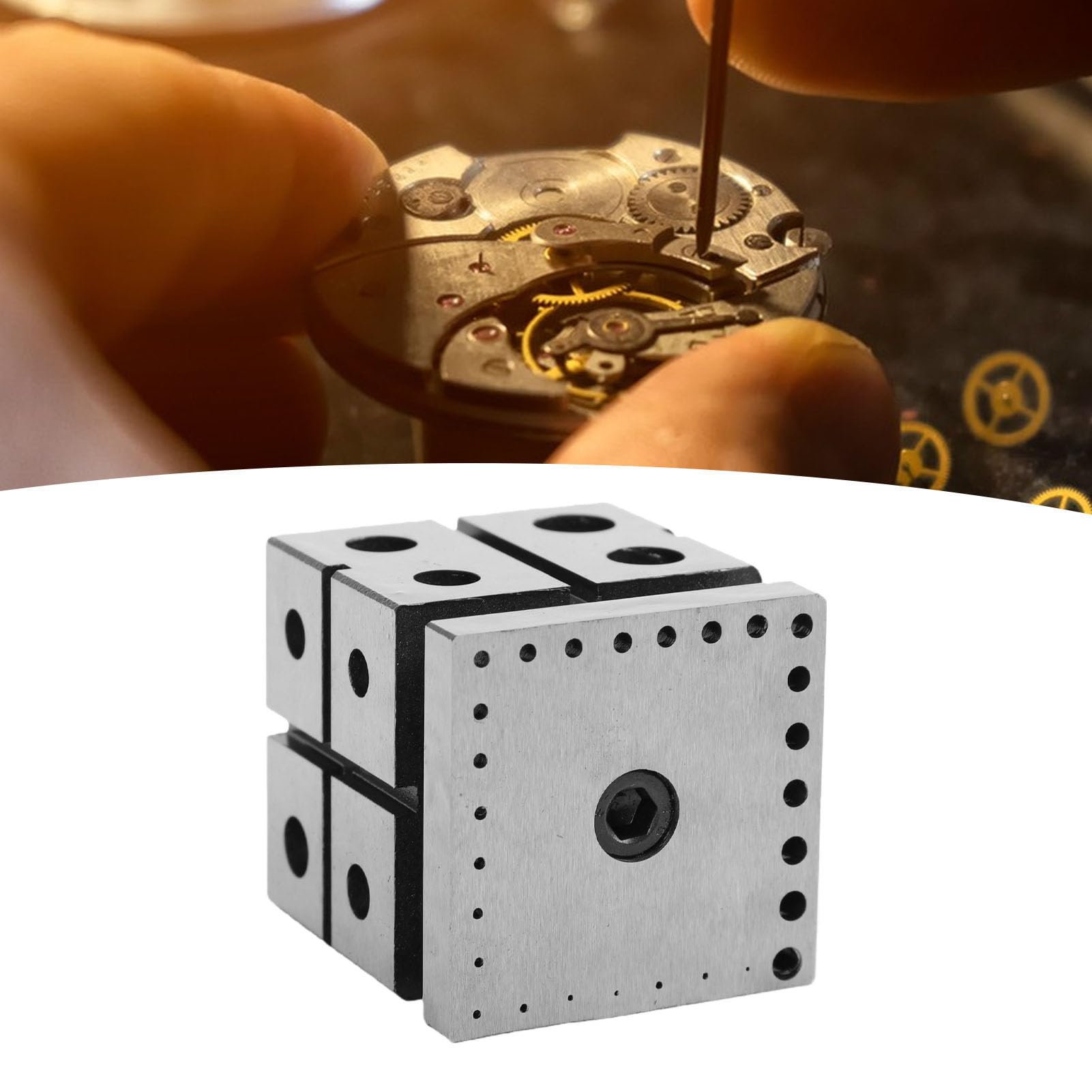 YUYTE Kołek do Nitowania Mechanizmu Zegarka, Stalowy Blok Dappingowy do | Konstrukcja Stalowa, Kompaktowy Rozmiar do Przestrzeni Roboczej, Nitowanie i Wiercenie Małych Części, Odpowiednia dla