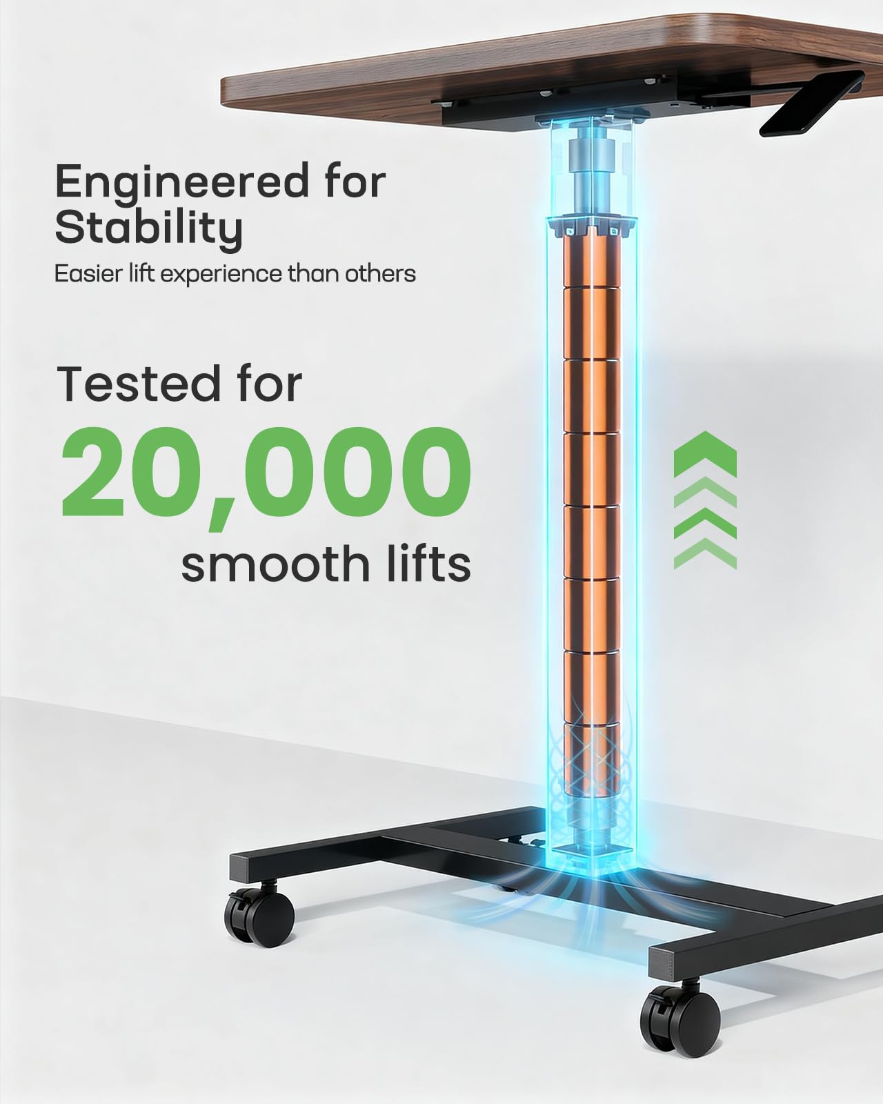 Marsail Mobile Standing Desk Wider Height Adjustable Computer Desk Rolling Sit Stand Desk with 4 Lockable Wheels Desk — view 4