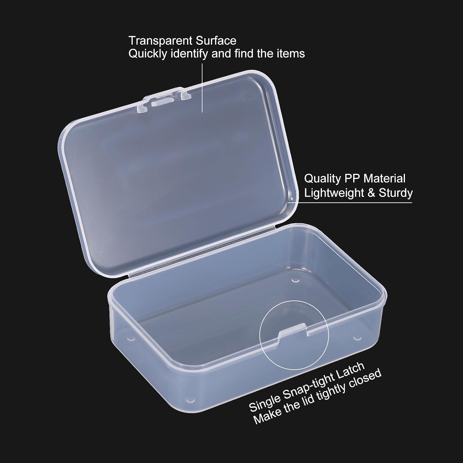 PATIKIL 3.3x2.2x1 Inch Clear Storage Box with Hinged Lid, 12Pack Plastic Stackable Rectangle Organizer Container for Bead Jewelry Small Item Art Craft Project