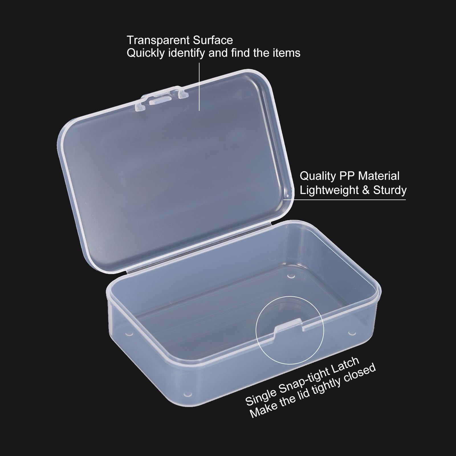 PATIKIL 3.3x2.2x1 Inch Clear Storage Box with Hinged Lid - Image 4