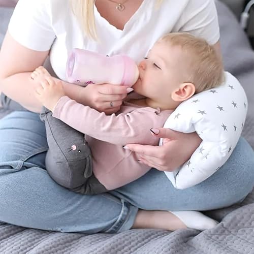 Miniatura 8 de Almohada de lactancia de algodón para lactancia materna y biberón, mini almohada lavable para el brazo con soporte ergonómico para mamá, diseño