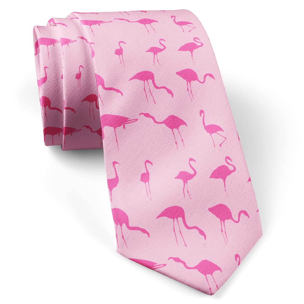 ( Silhouette Pink Flamingos ) Fashion Novelty Necktie, Conversation Neckwear Ties Great for Party and Events