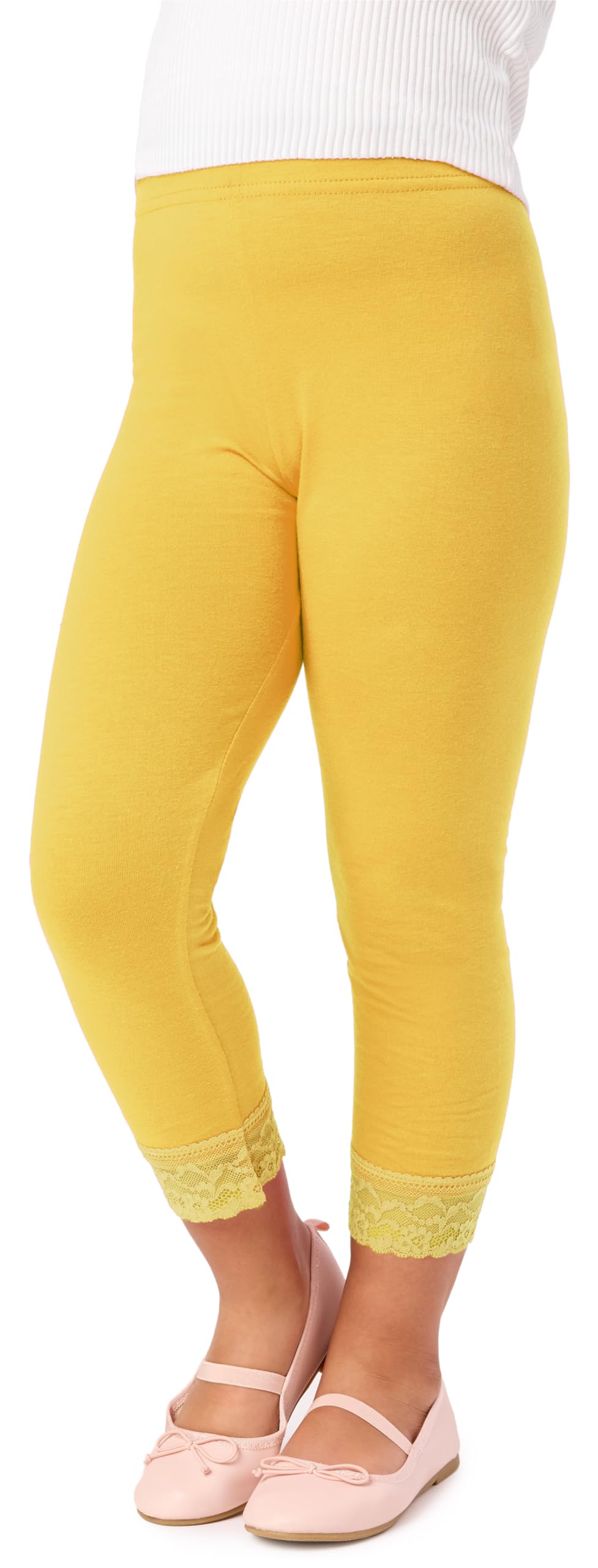 Merry Style 3/4 Leggings Mädchen aus Viskose bequeme Kurze Hose Mädchen mit Spitze MS10-293
