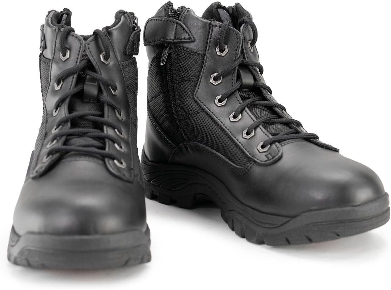 Milwaukee Leather Men's 6-inch Black Leather Swat Style-Tactical Lace-Up Biker Boots w/Side Zippers MBM9011-7.5