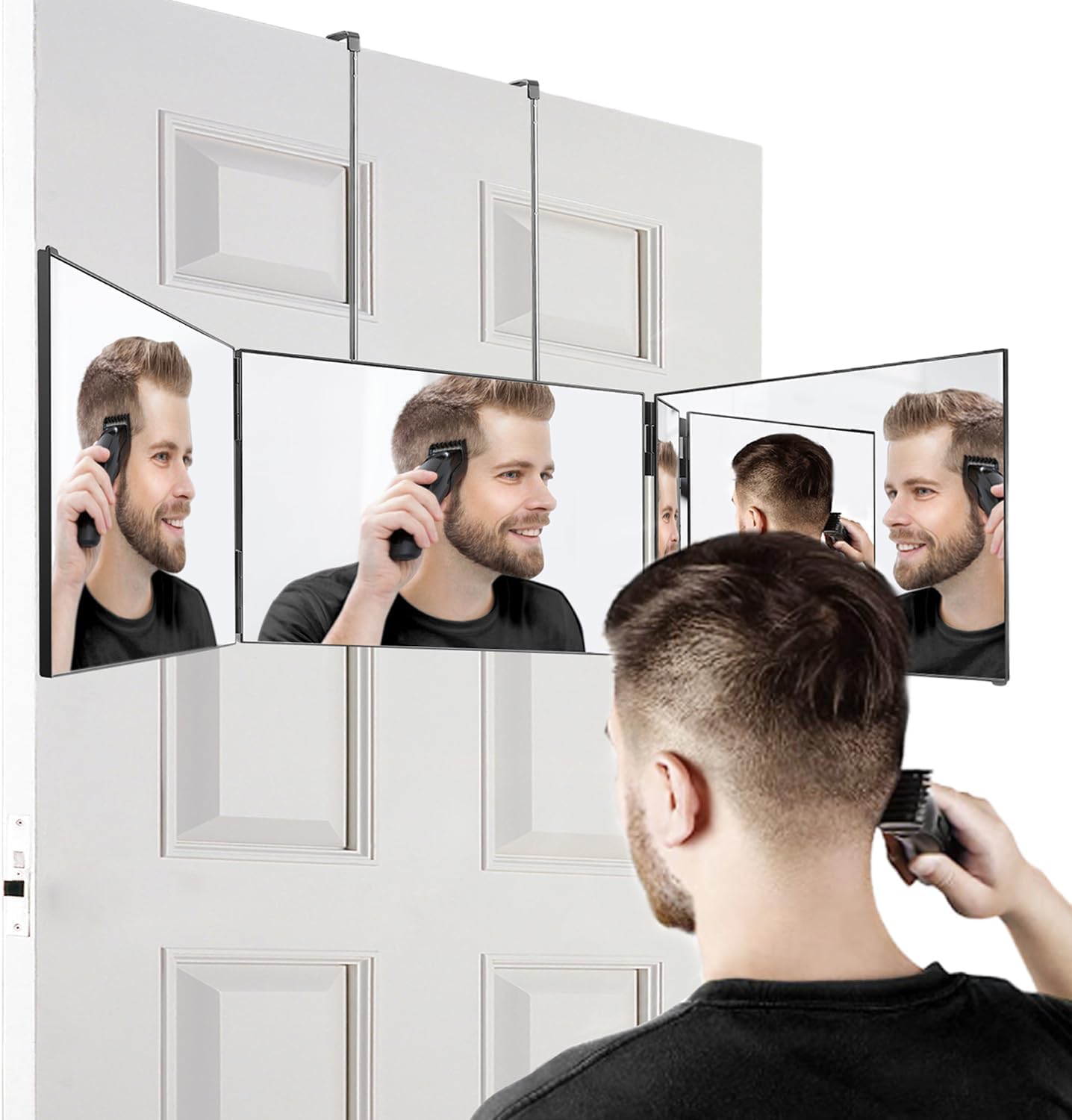Vanmirr Black 3-Way 360° Mirror for Self Hair Cutting