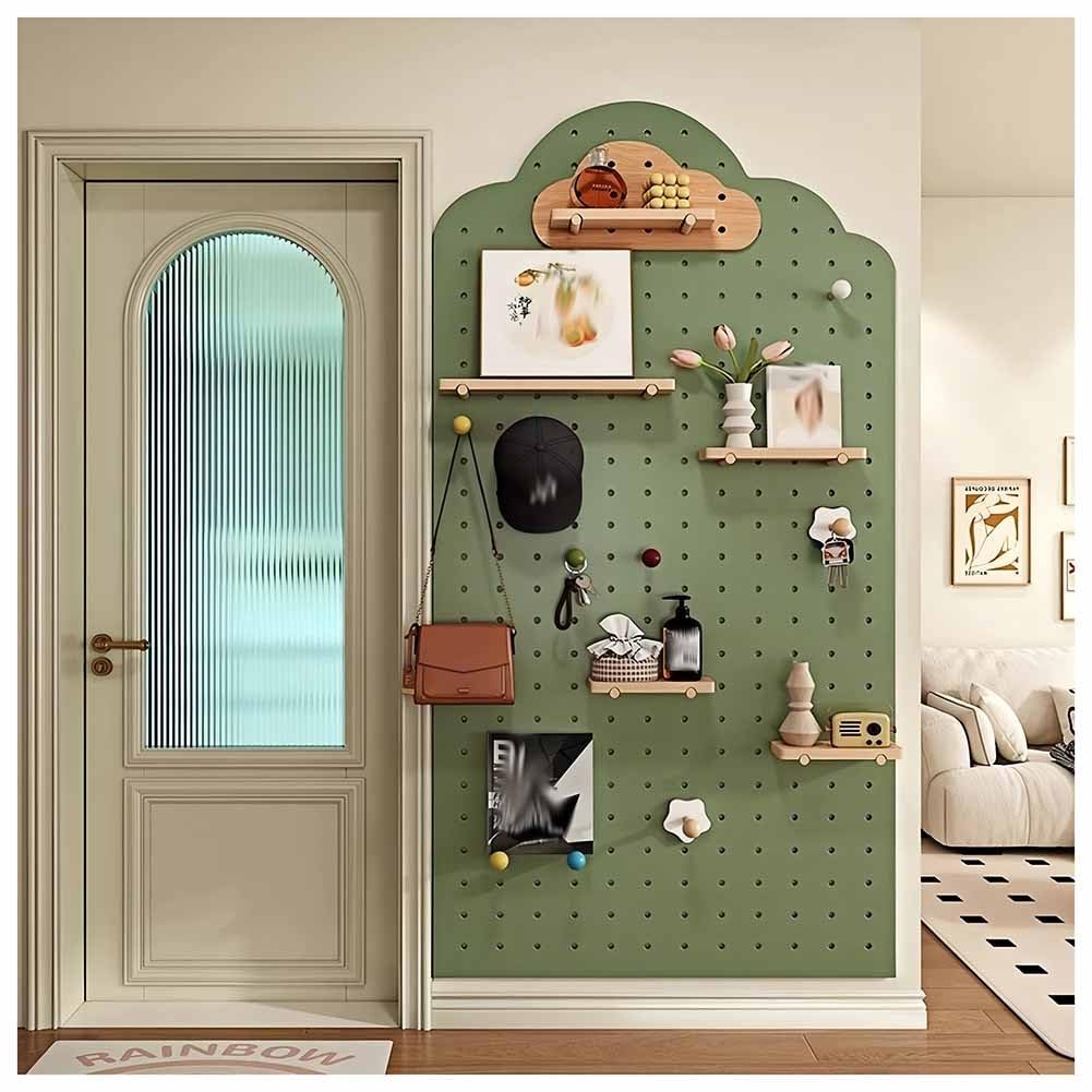 Naścienny zestaw organizerów do tablic pegboardowych, wszechstronne panele do przechowywania narzędzi, rękodzieła i wystroju domu, zielony, 60 x 120 cm, idealny do garażu, warsztatu, salonu