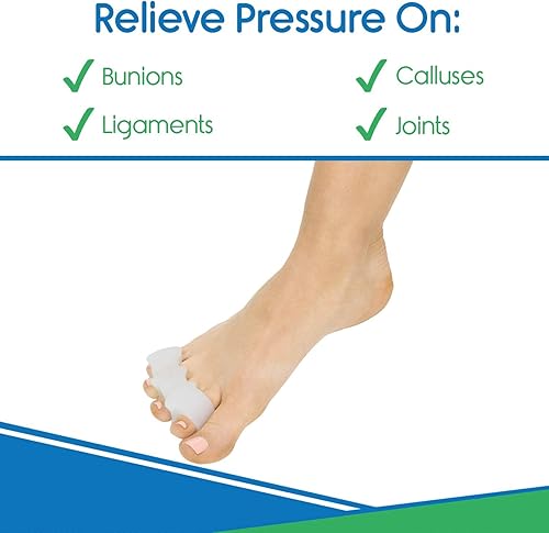 Miniatura 5 de VIVEsole Separadores de dedos de juanete (paquete de 8) separadores de dedos de gel para hombres y mujeres, cojines separadores de dedos grandes