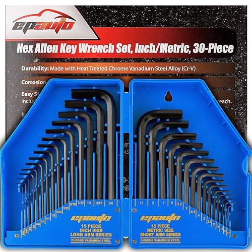 EPAuto Hex Key Wrench Set, 30-Piece, (0.028-3/8 inch,0.7-1.0mm)