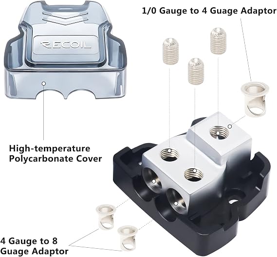 RECOIL 2-Way Power Distribution Block Ground Distributor Car Audio 2 Pack