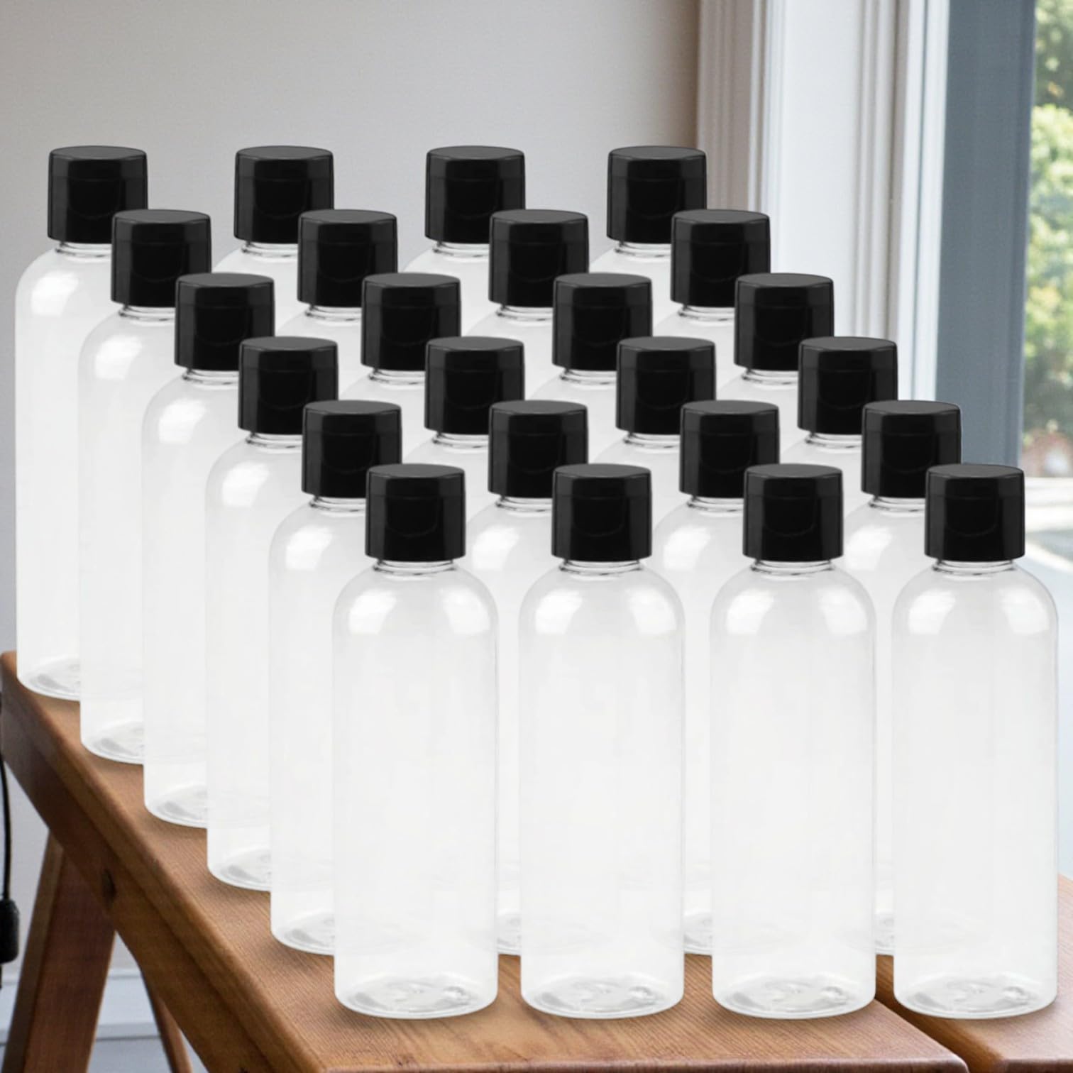 100ml Squeeze Bottle with Flip Top Cap, Empty BPA-Free Refillable Container For Shampoo, Lotions, Liquid Soap, Creams, Liquid Cosmetic Travel Size Transparent Bottle, Set of 24-image-36
