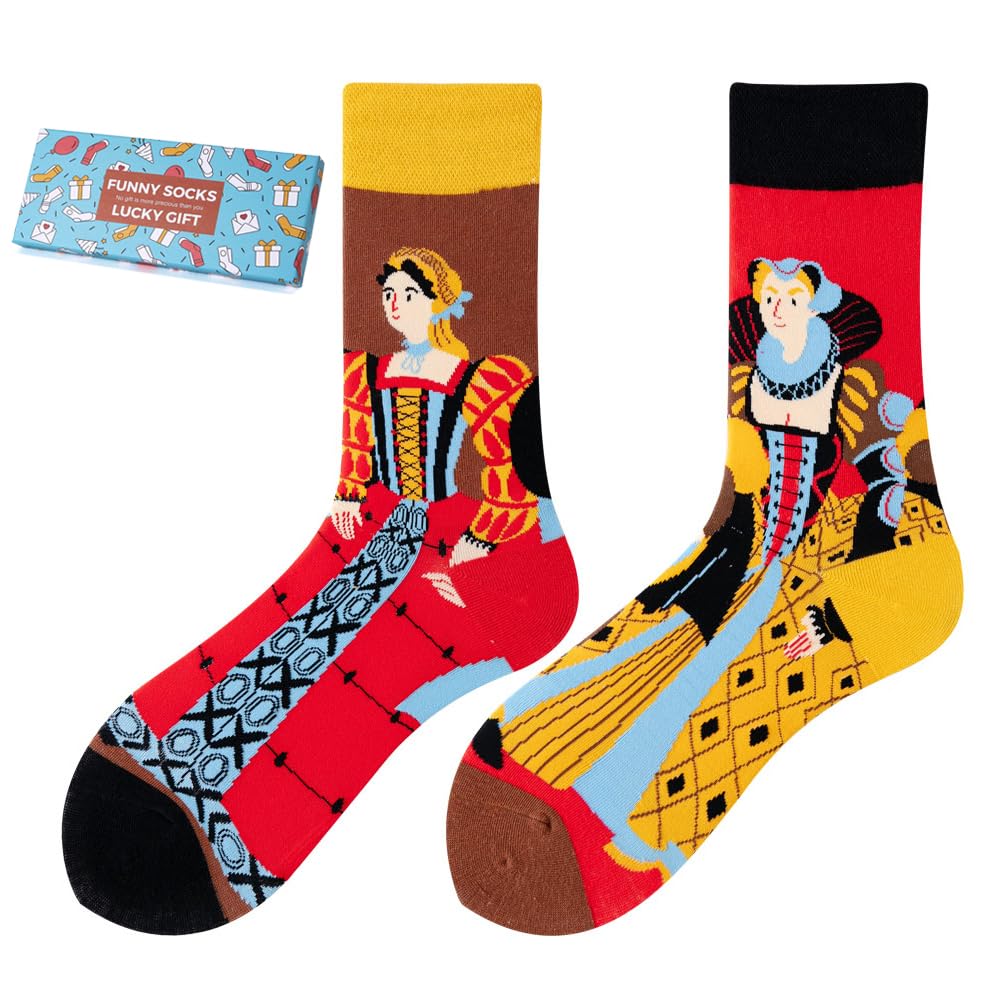 Calcetines Divertidos Unisex para Mujer y Hombre con Diseños Asimétricos en Par - Temas Animales, Comida, Fruta, Deporte y Arte en Algodón - Ideal para Regalos — view 16
