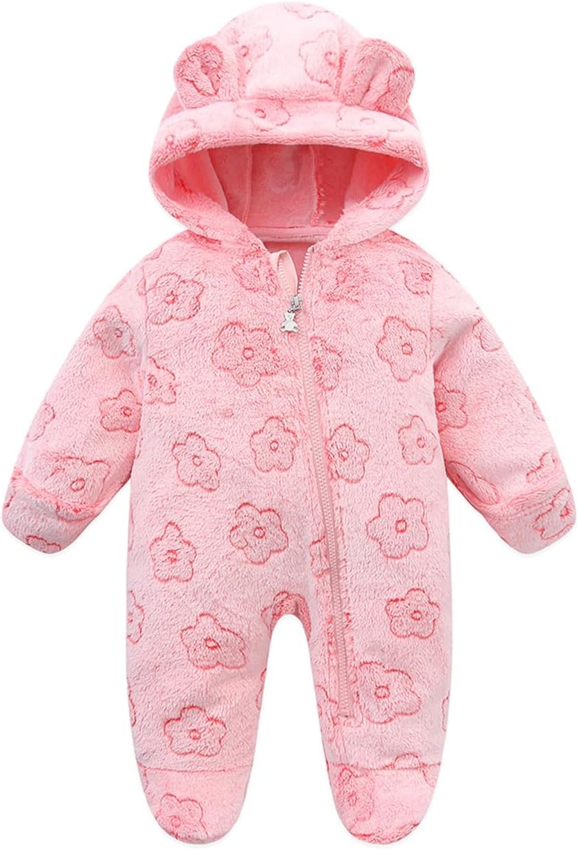Mono de Lana recién Nacido 0-3m Onesie Ropa con Capucha para niñas Abrigo de Trajes de Nieve para niños pequeños