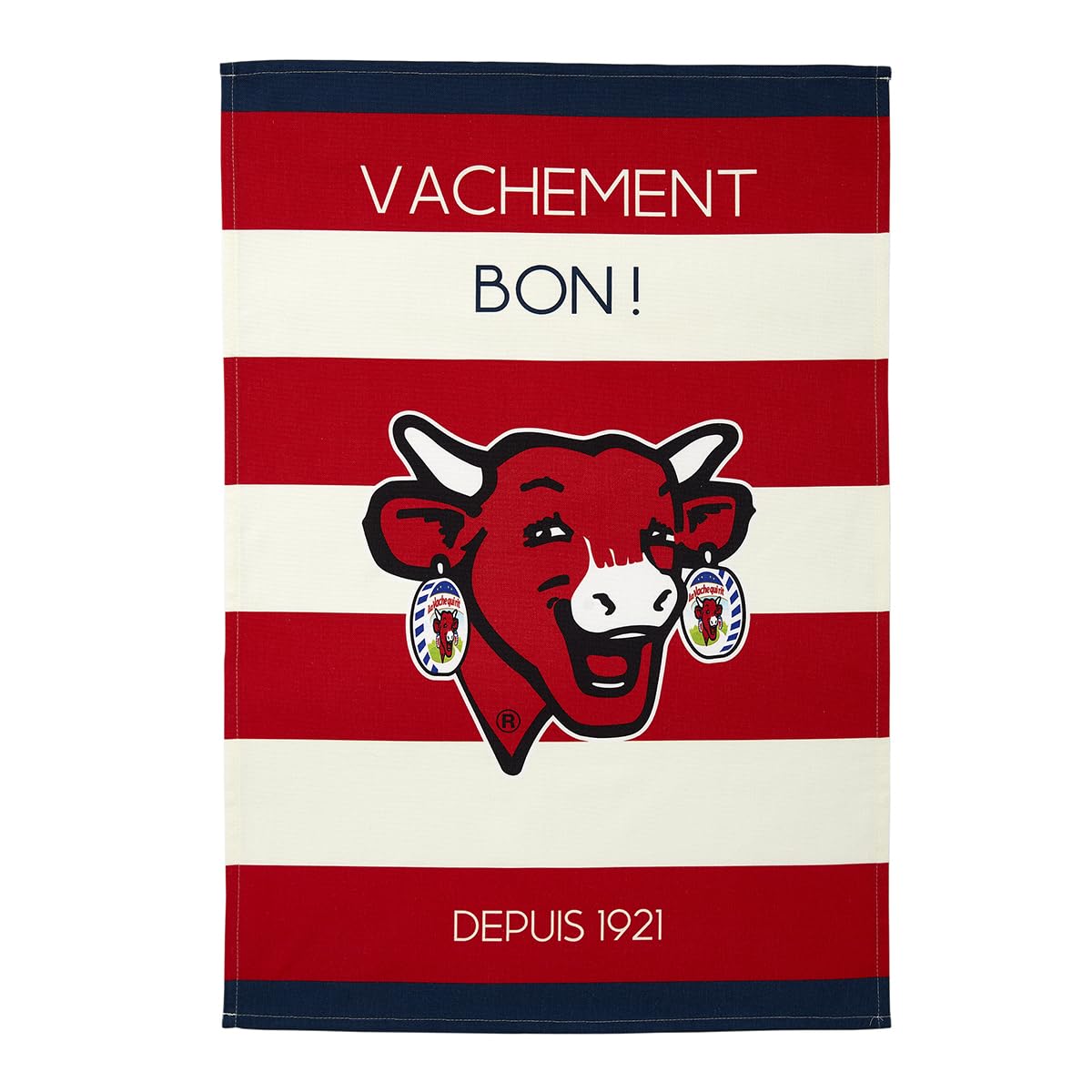 Coucke Printed Cotton Tea Towel, Laughing Cow Stripes, 50 x 75 cm