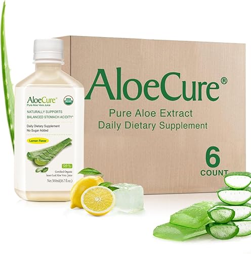 AloeCure USDA - Jugo orgánico de aloe vera sabor a limón, embotellado dentro de las 12 horas de cosecha Aloe Vera de hoja interior, tratamiento de