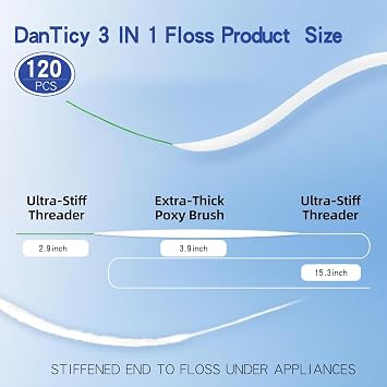 Super Floss Threaders, Dental Floss for Braces, Ultimate Floss Pre-Cut Strands,60 Count, Pack of 2