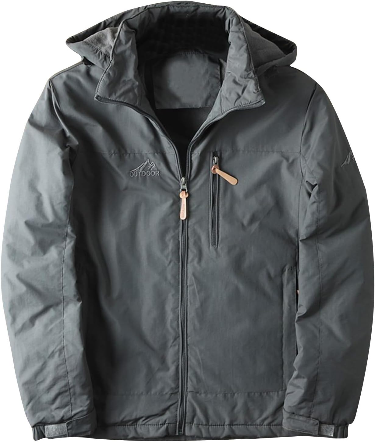 Winter Coat for Men Warm Fleece Lined Detachable Hood Jacket Hiking Travel Windbreaker Outwear with Pockets