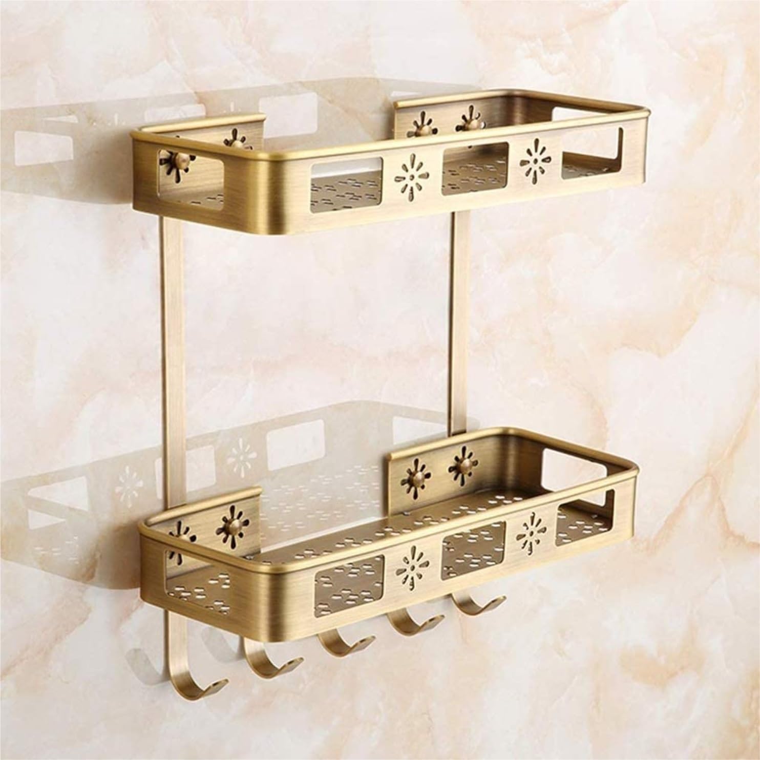 Portaoggetti Doccia Organizzatore di Stoccaggio Sospeso per Bagno in Metallo con Ganci E Cestini per Mensola da Scaffale(35 * 14 * 37.5cm)