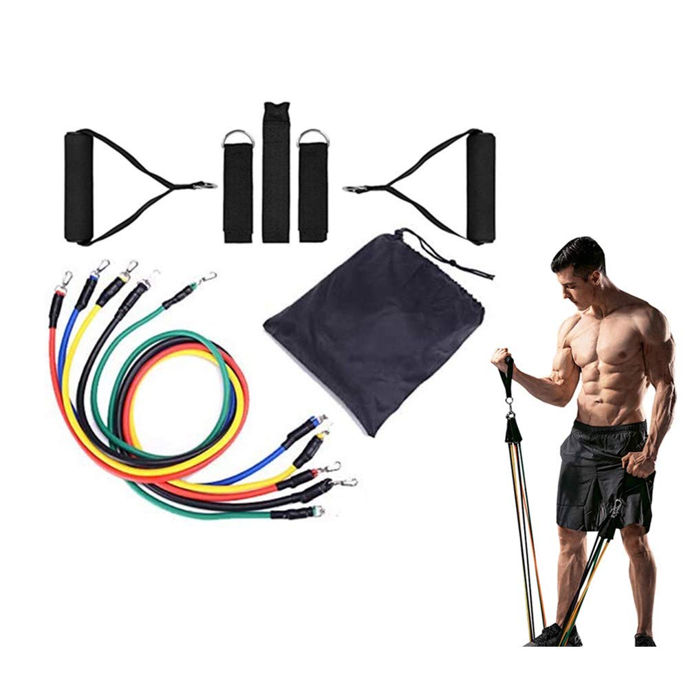 Resistenza Band Set Bande di Resistenza,5 Bande Elastiche in Lattice con Maniglie,Gancio per Fissaggio alla Porta Cinghie Punta Piedi e Borsa,per Attrezzi da Fitness,Yoga,Pilates