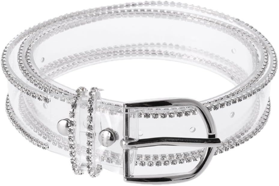 Feamos Transparent Waist Belt For Women Rhinestone Decoration Casual For Jeans Dresses