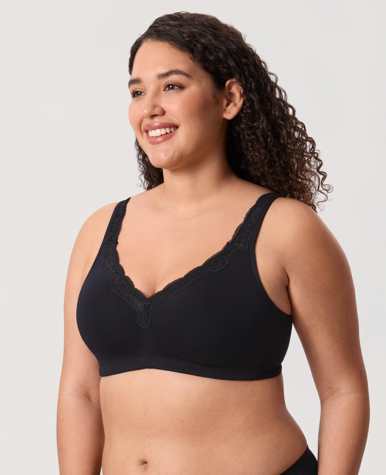 DELIMIRA Sujetador Algodon sin Aros para Mujer | Copa Completa, Tallas Grandes, Invisible, Comodos