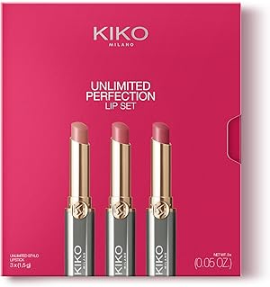 KIKO Milano Unlimited Perfection Lip Set 01, Set Mit 3 Nicht Abfärbenden Creme-Lippenstiften Mit Langem Halt