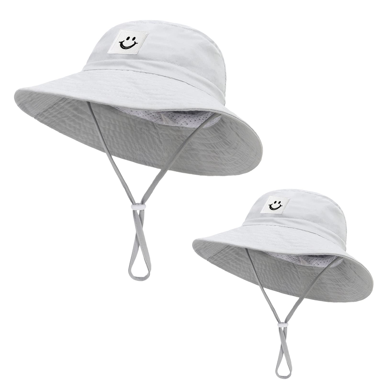 Asufegucd 2Pcs Parent-Child Sun Hat,Smile Face UPF 50+ Toddler Bucket Hat for Mother&Baby Boys Girls Beach Hat