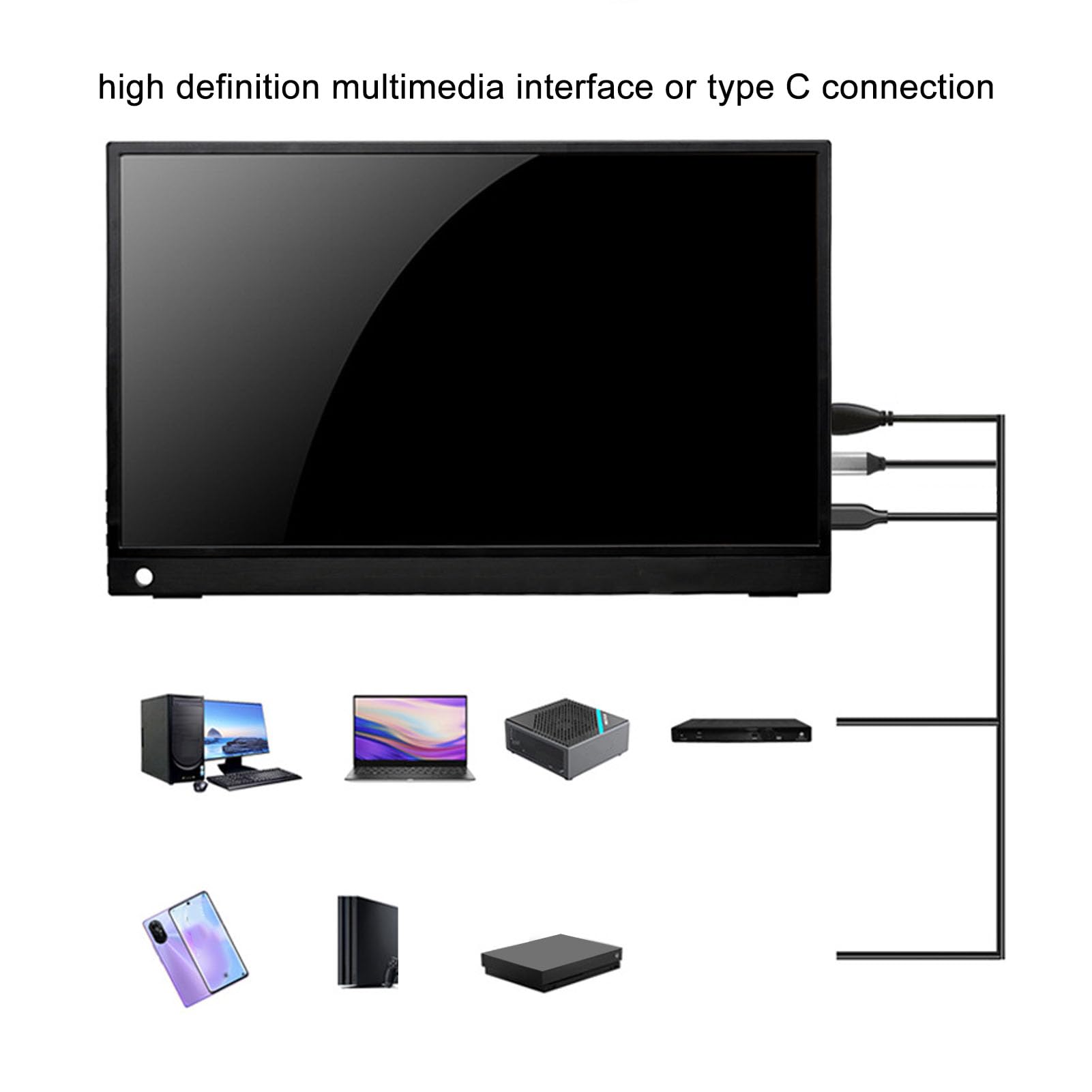 Przenośny Monitor 15,6 Cala, 1080P FHD USB C HDMI Wyświetlacz Komputerowy HDR IPS Ultra Cienki Monitor Zewnętrzny z Etui Magnetycznym do Konsoli Konsoli Telefonu,