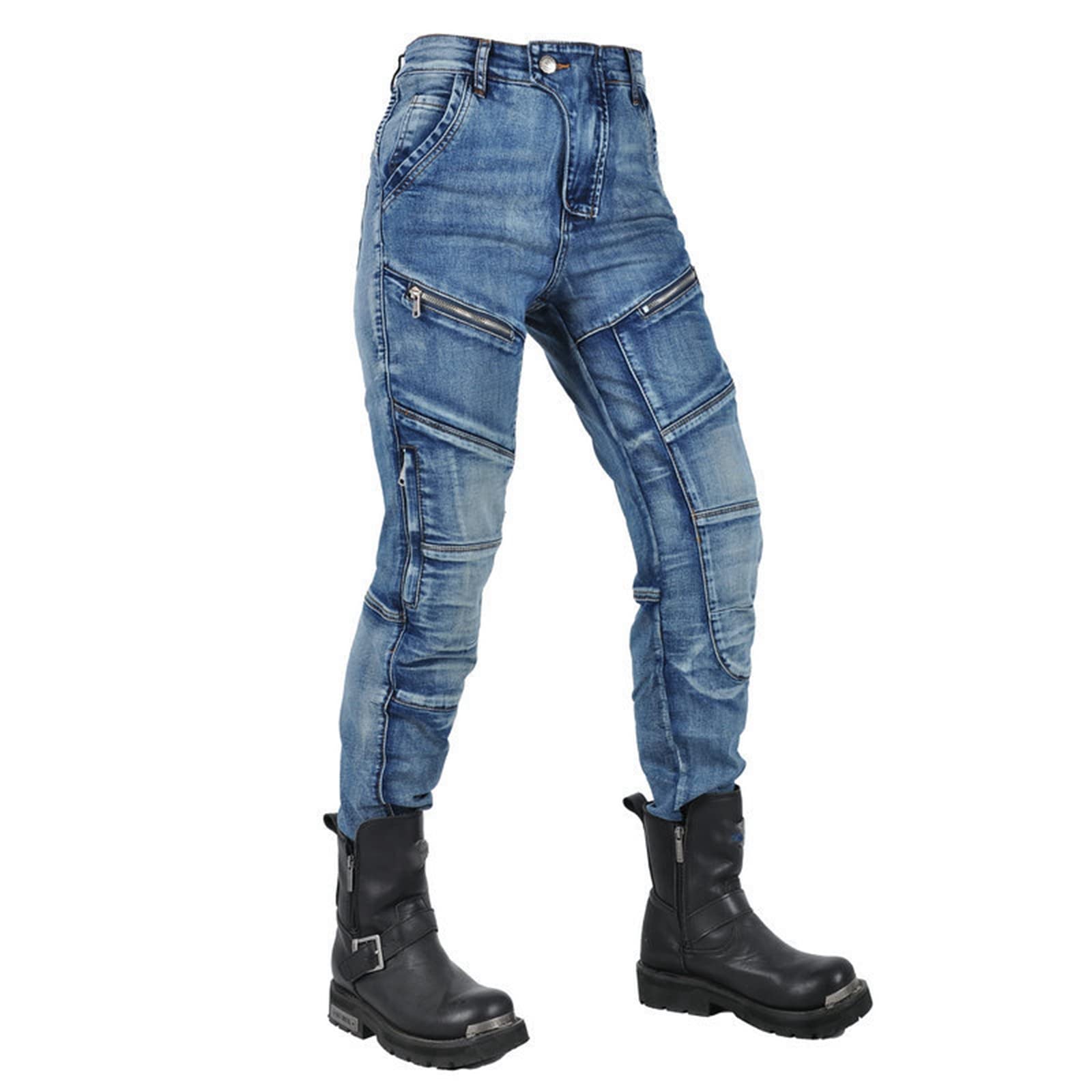 Spodnie motocyklowe, jeansowe, rozciągliwe, vintage, casualowe, tekstylne, z ulepszonymi ochraniaczami
