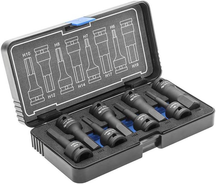 HÖGERT HT6R004 Power Hexagon Socket Wrench Impact Socket Black H6 H7 H8 H10 H12 H14 H17 H19