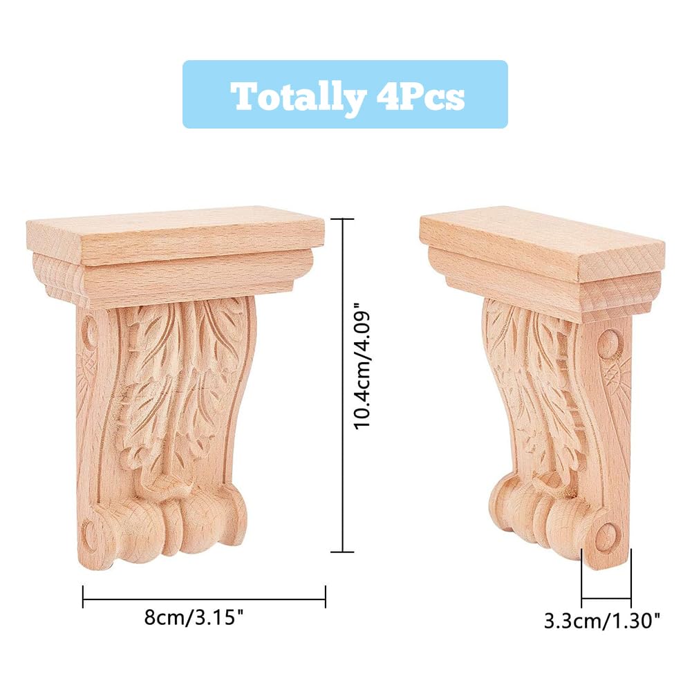SUPERFINDINGS 2 Jegos Molduras Madera Calcomanía Parche de Madera Tallada para Muebles Marcos de Puertas y Decoraciones de Puertas de Armarios Apliques Tallada Esquina Onlay Muebles Sin Pintar