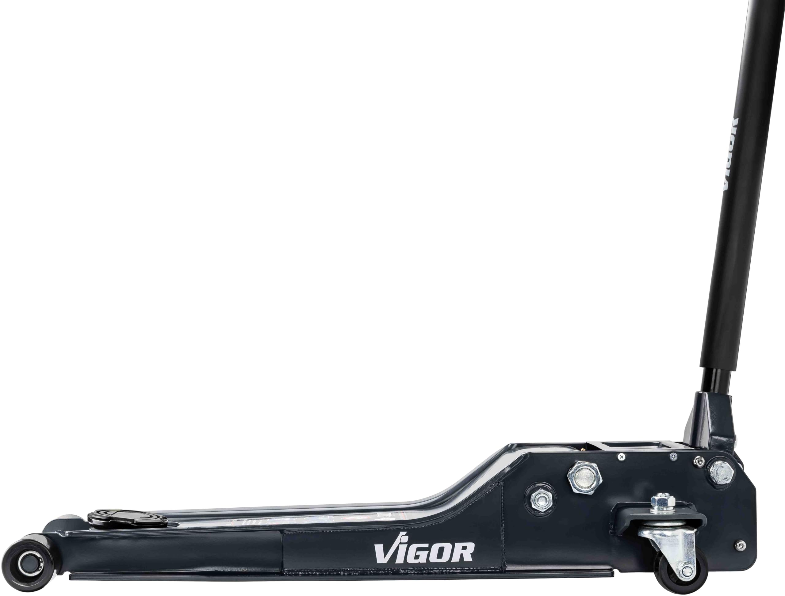 VIGOR Hydraulik Rangier-Wagenheber, 2 Tonnen, extra lang, V6028-2.0-L | 45800 g, Für Fahrzeuge mit größerem Radstand oder schwer zugänglichen Aufnahmepunkten, Netto-Gewicht (kg): 45.8 kg