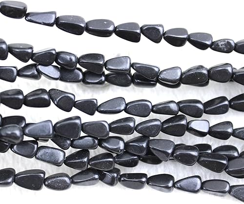 Cuentas irregulares de piedra negra genuina de 6-7x8-0.394 in, cuentas naturales de piedras semipreciosas para hacer joyas, 15 pulgadas