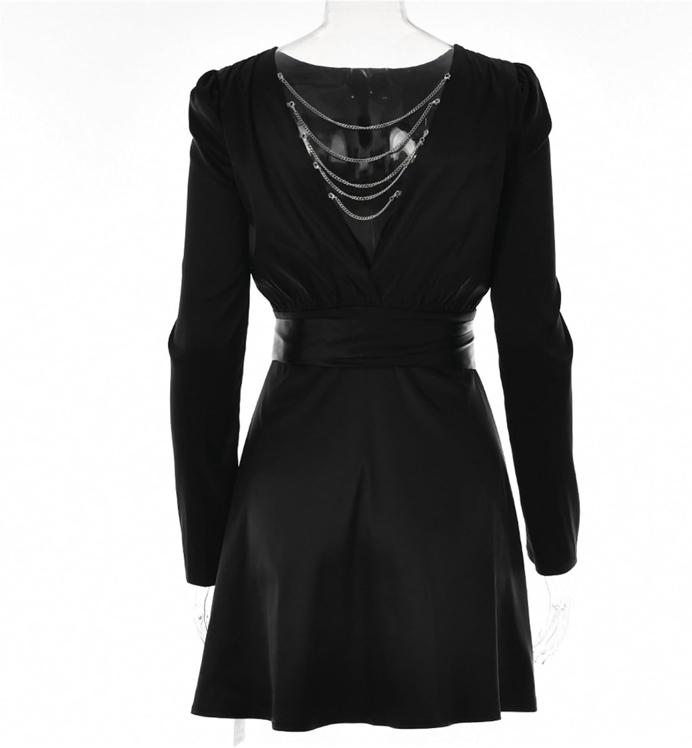 Women's 2024 Spring Satin Dress Long Sleeve Tie Waist Elegant Cocktail Mini Dresses Smocked Wiast Ruffle Swing Dress