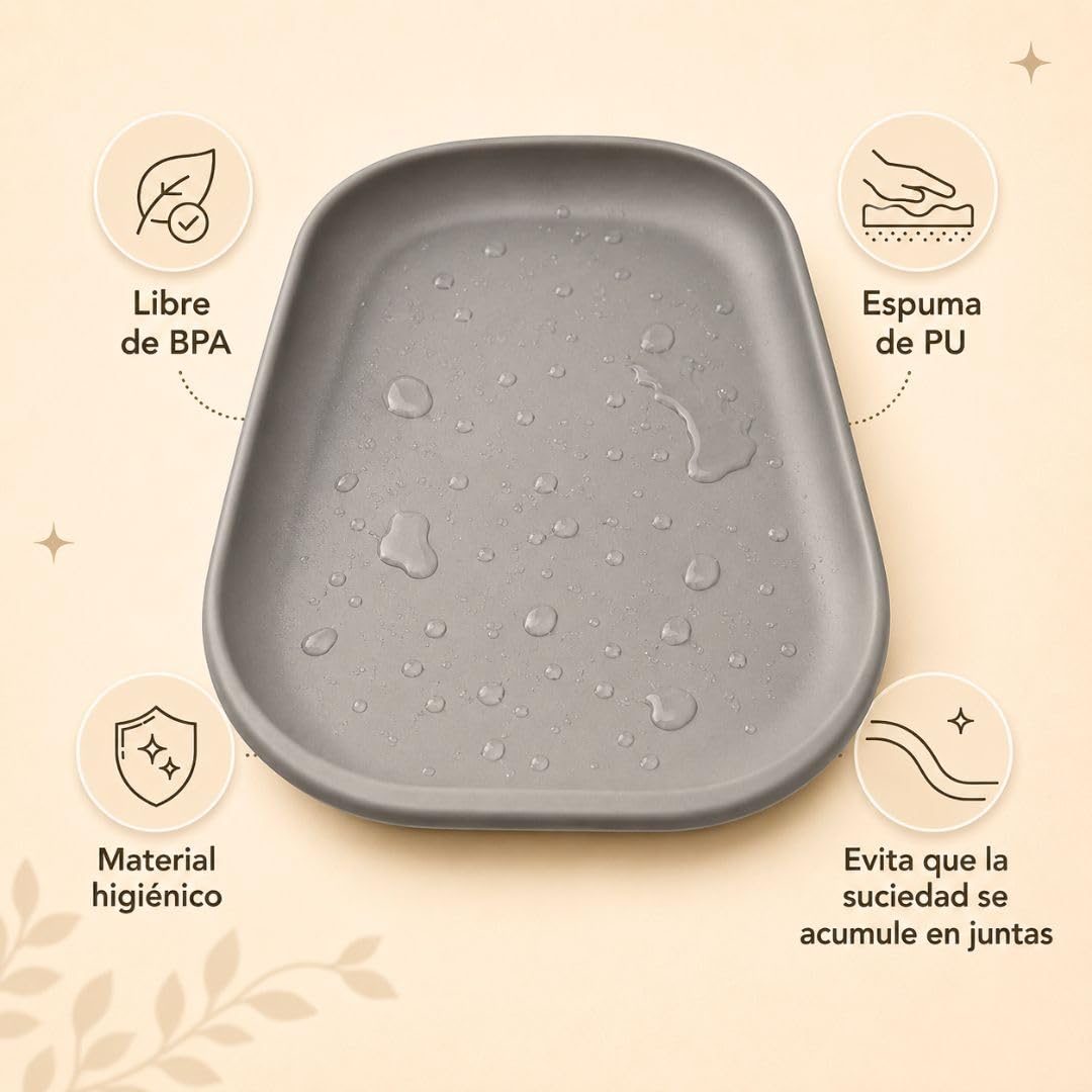 Cambiador Bebé de Espuma PU Suave y Lavable, Cambiador para Pañales con Bordes Elevados, Ligero, Acolchado e Impermeable, Fácil de Limpiar, para Cómoda, Baño o Habitación Infantil (Marrón)