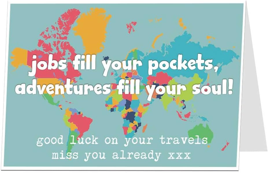 Funny Gap Year Traveling Card. We Will Miss You. Good Luck On Your Travels