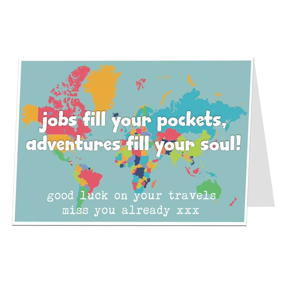 Funny Gap Year Traveling Card. We Will Miss You. Good Luck On Your Travels