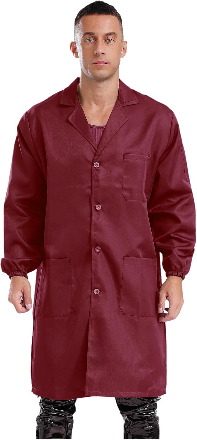 Unisex Mens Womens Work Coat Long Sleeve Wear-Resistant Lab Coat Jackets Mechanical Workwear
