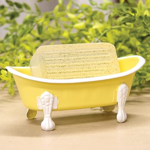 Miniatura 1 de Garra Foot - Jabonera para bañera  Tazón de baño estilo rústico vintage  575 x 258 pulgadas amarilloblanco