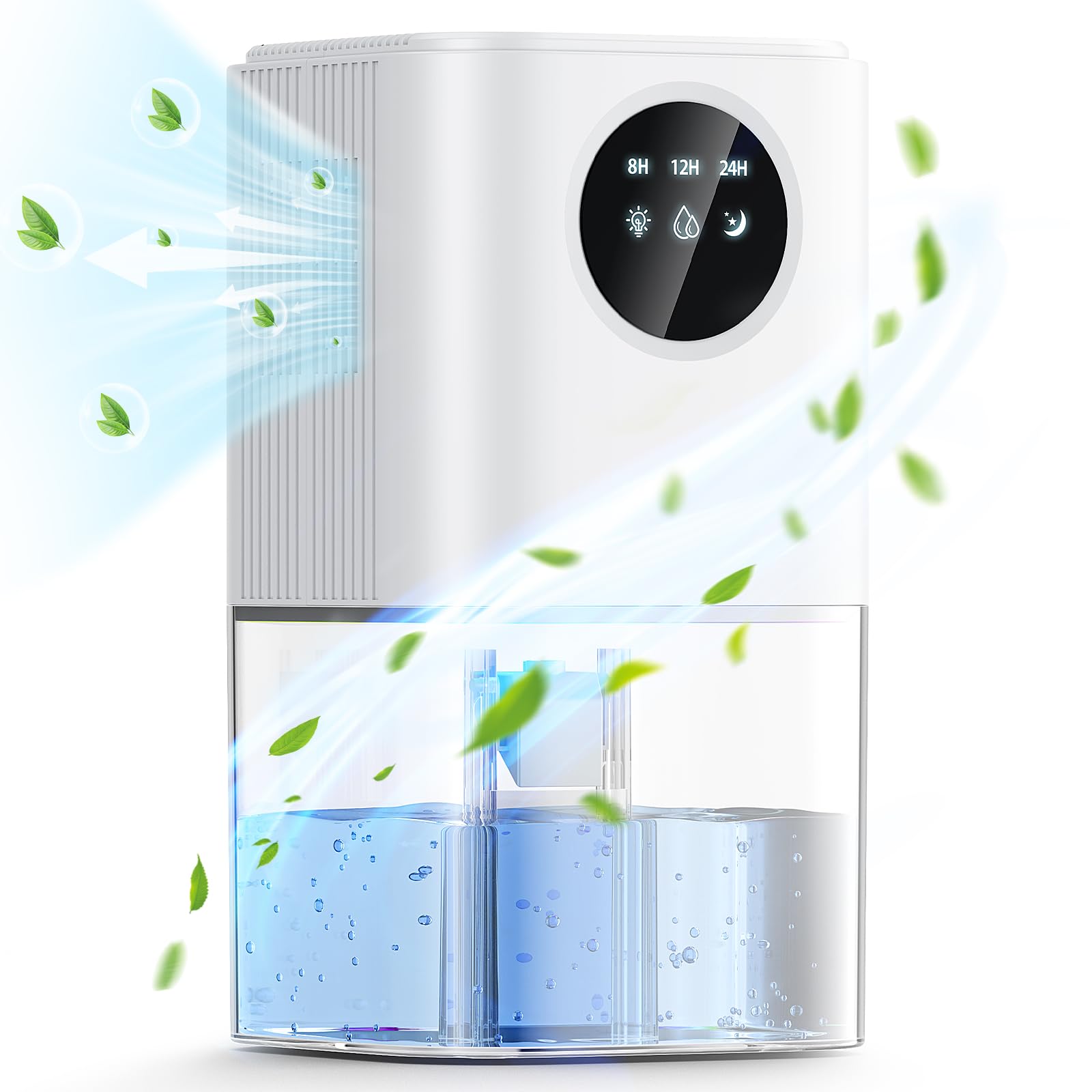 Deshumidificador Pequeño 1800 ML Deshumificadores de Humedad, Desumidifador con Función de Descongelación, Deshumidificador Silencioso Pantalla LED Temporizador de 24H para Apartamento Baño (Blanco)